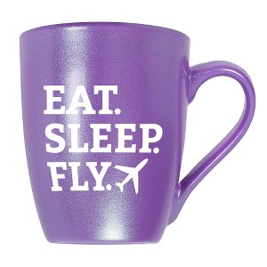 Elanze Designs Eat Sleep Fly Passion Purple 10 ounce New Bone China Coffee Cup Mug - 1 of 4
