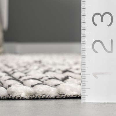 Silky Soft Beige Synthetic Shag Area Rug, 5'3" x 7'6"