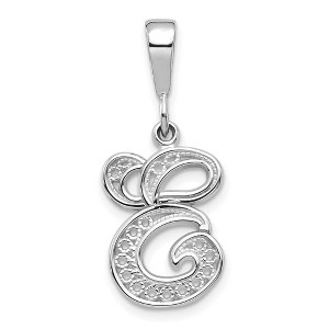 Black Bow Jewelry 14k White Gold, Maci Collection, LG Filigree Script Initial E Pendant - 1 of 4