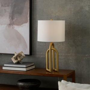 Nourison 23" Gold Brushed Metal Interlock Modern Table Lamp - 1 of 4