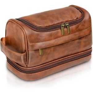 Toiletry Bag Men Compact Leather Durable for Men, Travel Bag, Water-Resistant Bathroom - 1 of 4