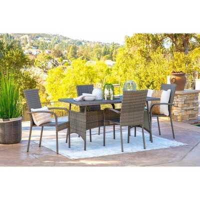 Ariana 5pc Outdoor Wicker Dining Set - Dark Gray - Coaster