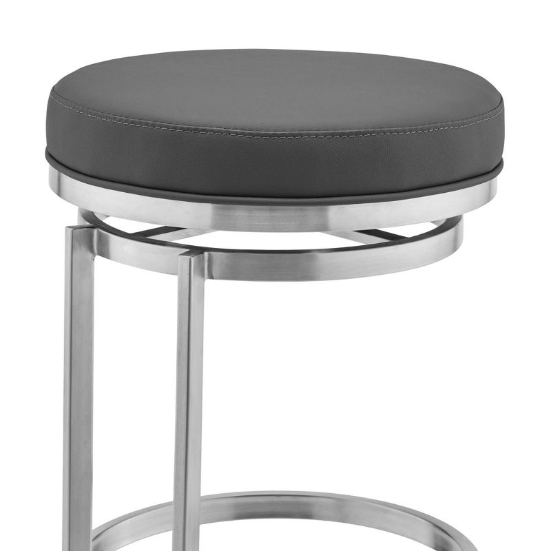 30&#34; Vander Counter Height Barstool with Gray Faux Leather Brushed Stainless Steel - Armen Living, 4 of 8