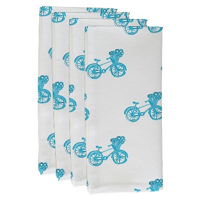 4pk 22"x22" Bicycles Geometric Print Napkins Blue - e by design