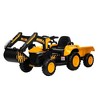 Red 12V 3 in 1 Kids Ride On Excavator Tractor With Detachable Trailer Remote Control Led Lights  Music And Safety Features Red - 3 of 4
