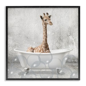 Stupell Industries Baby Giraffe Bath Time, 24" x 24" - 1 of 4