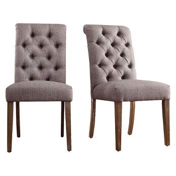 Set of 2 Gramercy Button Tufted Dining Chair Wood - Inspire Q