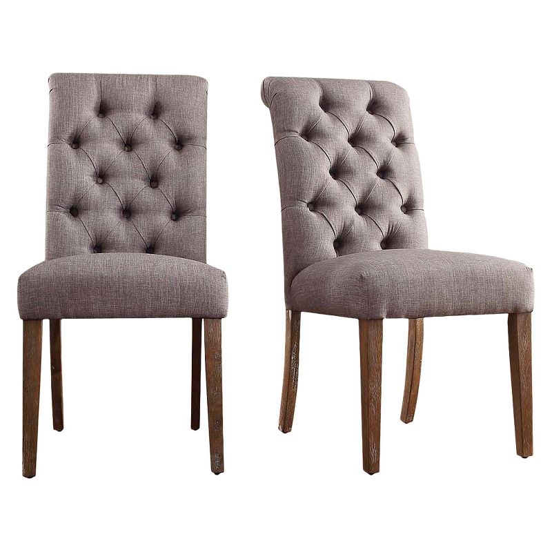 Set of 2 Gramercy Button Tufted Dining Chair Wood - Inspire Q, 1 of 13