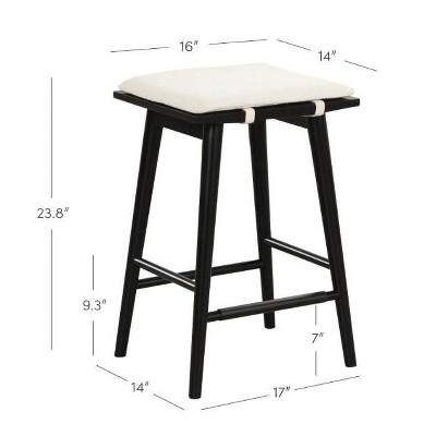 Nathan James Black Wood Saddle Counter Stools with Cushions, Set of 2