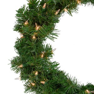 Northlight Pre-Lit Deluxe Windsor Pine Artificial Christmas Wreath - 18" - Clear Lights - 1 of 4