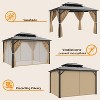 10'x12' Aluminum Hardtop Gazebo, Permanent Outdoor Pavilion with Polycarbonate Roof, Includes Curtains & Netting, for Patio & Backyard, Khaki - 3 of 4