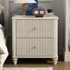 FONTOI 2PCS Fluted Nightstand with 3 Drawers&Metal Handle, Wooden Bedside End Table with for Bedroom, Closet, Beige, 17.72"*22.05"*21.65" - 2 of 4