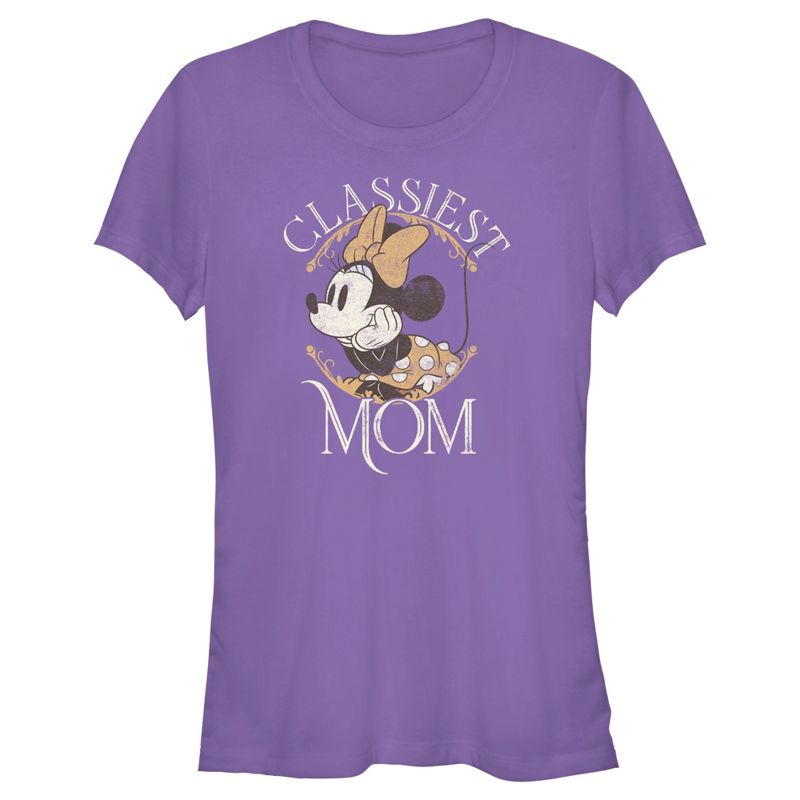 Juniors Womens Minnie Mouse Classiest Mom T-Shirt, 1 of 5