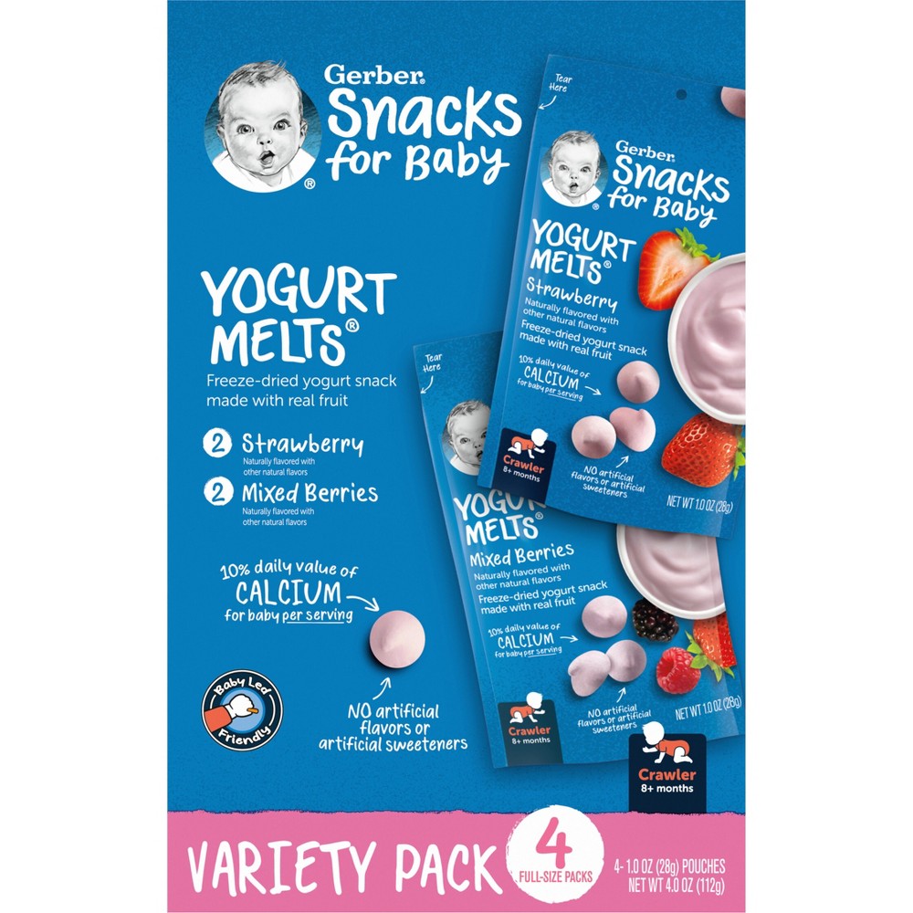 Gerber Baby Food Strawberry & Mixed Berries Freeze-Dried Yogurt Melts Baby Snacks Variety Pack - 4oz