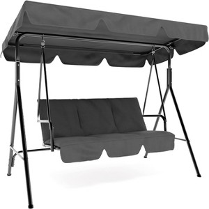 Outdoor Porch Swing Chair with Adjustable Canopy for Adults 3 Seat Glider Bench - 1 of 4