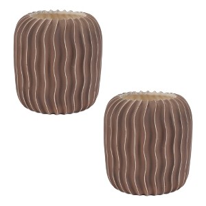 Wavy Ribbed Ceramic Vase (Set of 2) - 1 of 3
