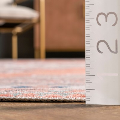 Alicia Gray and Rust Synthetic Medallion Washable 4' x 6' Area Rug