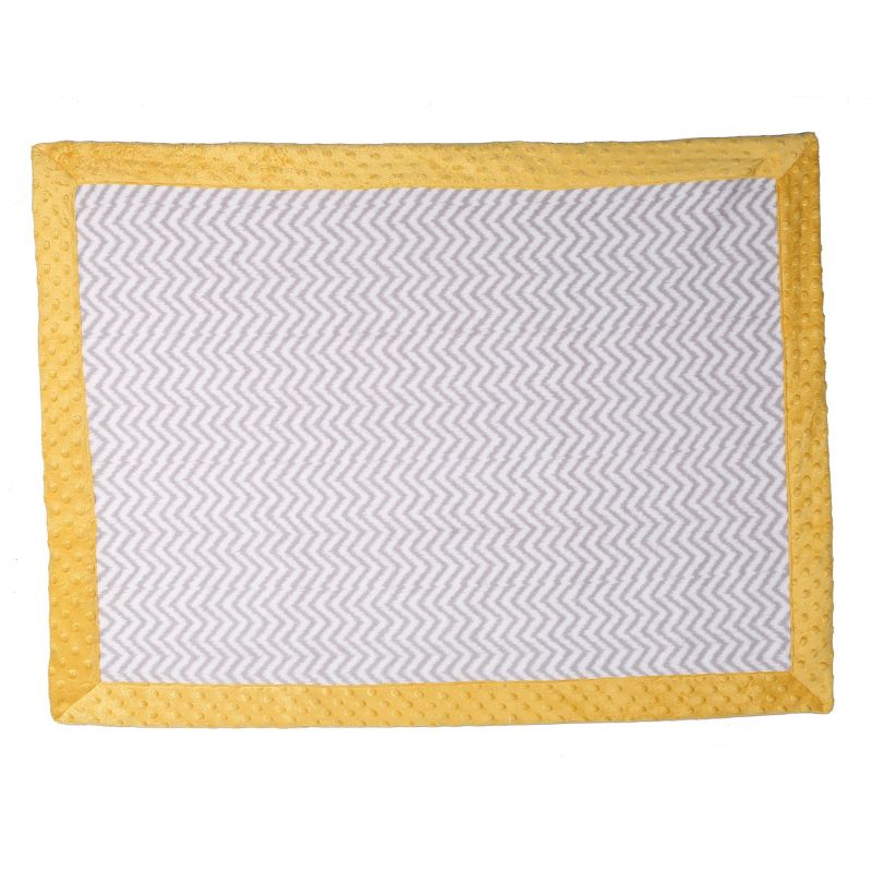 Bacati - Grey Chevron with Solid Border Blanket (Grey Chevron/Yellow Border), 2 of 5