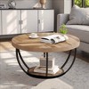 Lirago 31.69" Round Coffee Table 2 Tier Modern Wooden Cocktail Table with Metal Base for Living Room Office Sturdy and Elegant Design Nature - 2 of 4