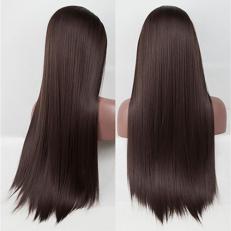 Unique Bargains Long Straight Hair Lace Front Wigs for Women with Wig Cap 24" Synthetic Fibre 1PC, 3 of 7