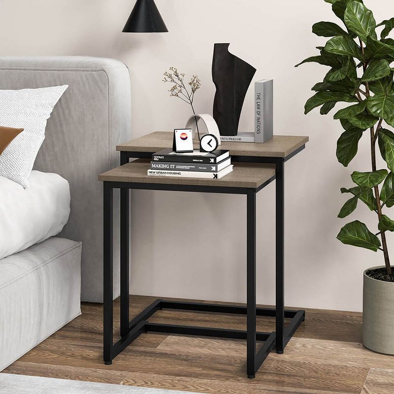Tangkula 3 Pcs Nesting Coffee End Table Set Stacking Side Nightstand Living Room, 4 of 11