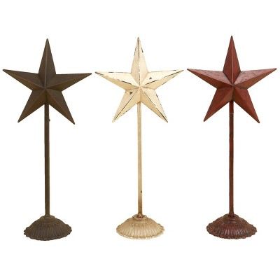 Set of 3 Farmhouse Star-shaped Iron Decor Cream - Olivia & May