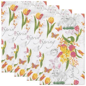Unique Bargains Cotton Animal and Floral Printed Design Kitchen Towels 18" x28" 4 Pcs - 1 of 4