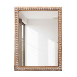 MAYEERTY 30" Wood Framed Decor Mirror Wall Mounted Rectangle Mirror for Bathroom Vanity Living Room Bedroom with Beading - 1 of 4