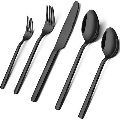 Attop Black Silverware Set, 20-Piece Flatware Set for 4, 18/10 Stainless Steel Cutlery for Home Kitchen and Restaurant