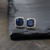 Ross-Simons 7.75 ct. t.w. Sapphire and .27 ct. t.w. Diamond Stud Earrings in 14kt Yellow Gold - 4 of 4
