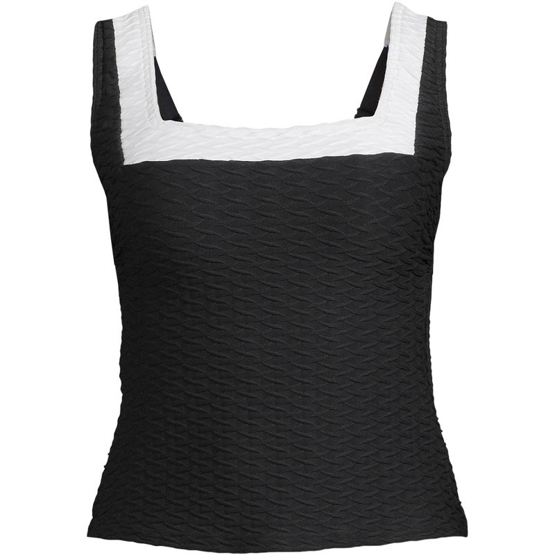 Lands' End Women's Texture Square Neck Tankini Swimsuit Top Adjustable Straps, 3 of 6