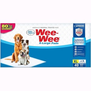 Four Paws Wee-Wee XL Leak-Proof Floor Protection Dog & Puppy Quilted Unscented Training Pads - 28" x 34" (40 Count) - 1 of 4