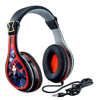 eKids Black Widow Wired Headphones for Kids, Over Ear Headphones for School, Home, or Travel - Black (BW-140VOM-mf)