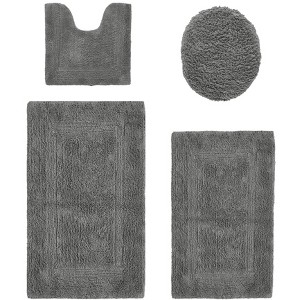 Lux Premium 100% Cotton Tufted Solid Reversible 4 Piece Bath Rug Set – Ultra-Soft, Water-Absorbent, Durable, Machine Washable Bathroom Rug - 1 of 4