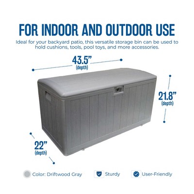 Driftwood Gray 73 Gallon Lockable Resin Deck Box