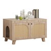MAYEERTY 31¡Á20 Inch Flip-Top Hidden Cat Box Cabinet - With Rattan Doors & Dual Entrances (Black) - 4 of 4