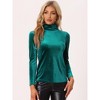 Allegra K Women's Solid Turtleneck Velvet Long Sleeve Work Basic Velour Blouse - 2 of 4