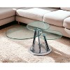 HomeRoots 32" Clear And Silver Glass And Metal Round Floor Shelf Coffee Table - 2 of 4