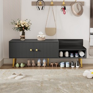 Modern Storage Bench, with Drawers & Removable Cushion, Shoe Bench, for Bedside, Living Room, Entryway, Multiple Design Styles & Color Combinations - 1 of 4