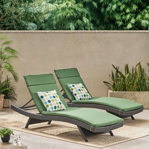 Christopher Knight Home Olivia Rattan Adjustable Gray Chaise Lounges with Cushion(Set of 2) - 1 of 4
