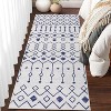 Acekool Washable Boho Area Rug, Low Pile, Non Slip, Foldable, Geometric Print for Entryway, Kitchen, Living Room, Blue Gray, Multi Sizes - 2 of 4
