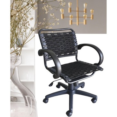 TiramisuBest Black-coated Office Chair with ABS+Steel Frame, Bungee Bands, PU Arms, Tilt Mechanism