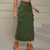 Clearlove Women Long Cargo Skirt Loose Maxi Skirts for Women Drawstring High Waist Maxi Cargo Skirt with Pockets Black - 3 of 4