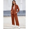 Women Two Piece Casual Outfits Y2K Loungewear Pleated Wide Leg Pants Long Sleeve Button Down Shirt Streetwear Set - 3 of 4