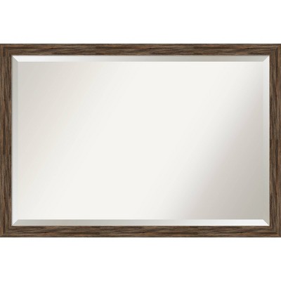 39" x 27" Regis Barnwood Narrow Framed Bathroom Vanity Wall Mirror Light Brown - Amanti Art