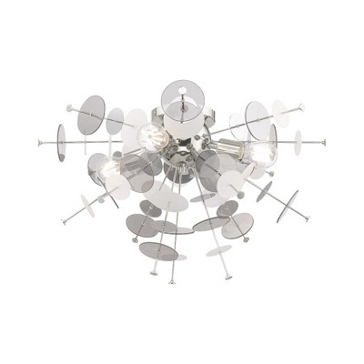 Circulo Polished Chrome 4-Light Ceiling Mount with Geometric Glass Discs
