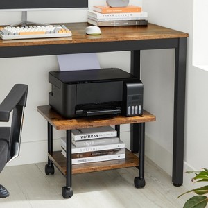 2-Tier Under Desk Printer Stand, Mobile Machine Cart with Shelf, Heavy Duty Storage Rack for Office and Home - 1 of 4