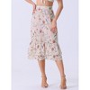 INSPIRE CHIC Women's Chiffon Elastic Waist Ruffle Tiered Flowy Midi Floral Printed Skirts - 3 of 4
