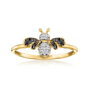 Ross-Simons 0.12 ct. t.w. Black and White Diamond Bumblebee Ring in 18kt Gold Over Sterling - 1 of 4