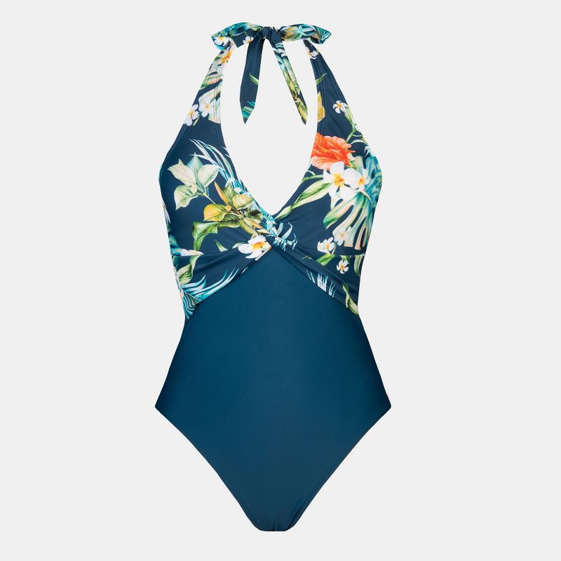 Women's Floral Halter Twisted One Piece Swimsuit -Cupshe, 5 of 6